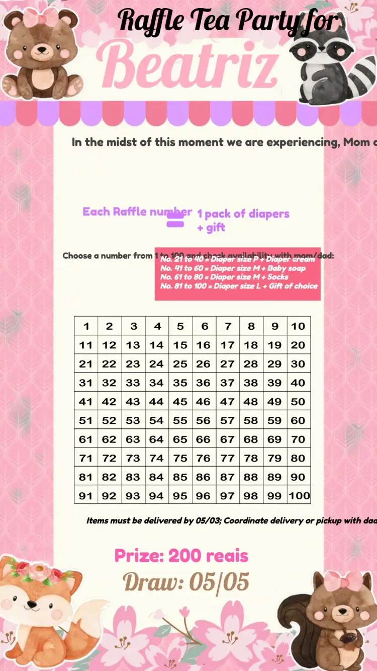 Enchanted Forest Tea Raffle invitation