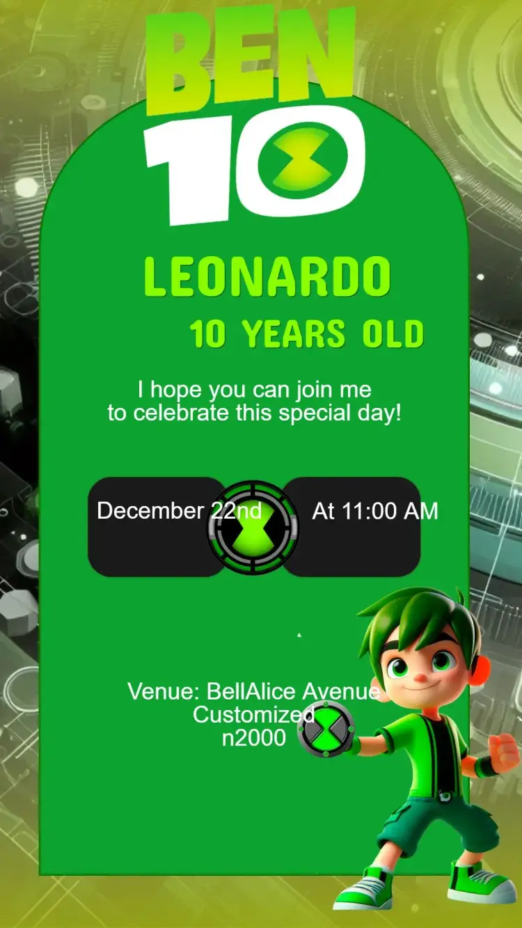 Ben10 Birthday Invitation