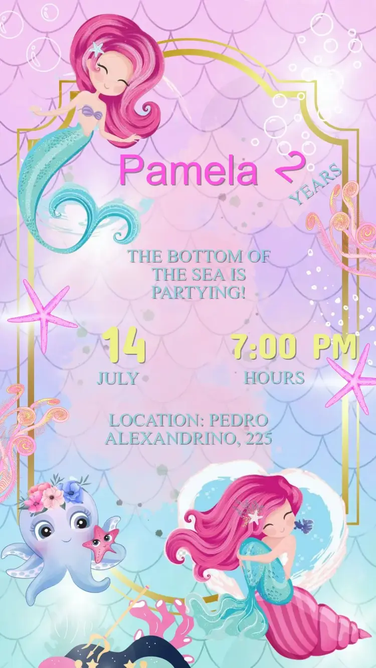 Mermaid Under the Sea Birthday Invitation