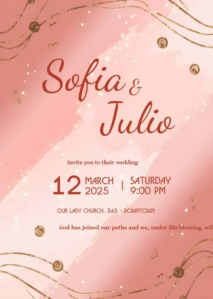 Invitation White Wedding – Wedding theme white, pink, golden, elegant, sparkle, romantic