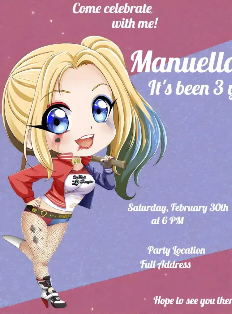 Arlequina Girl invitation