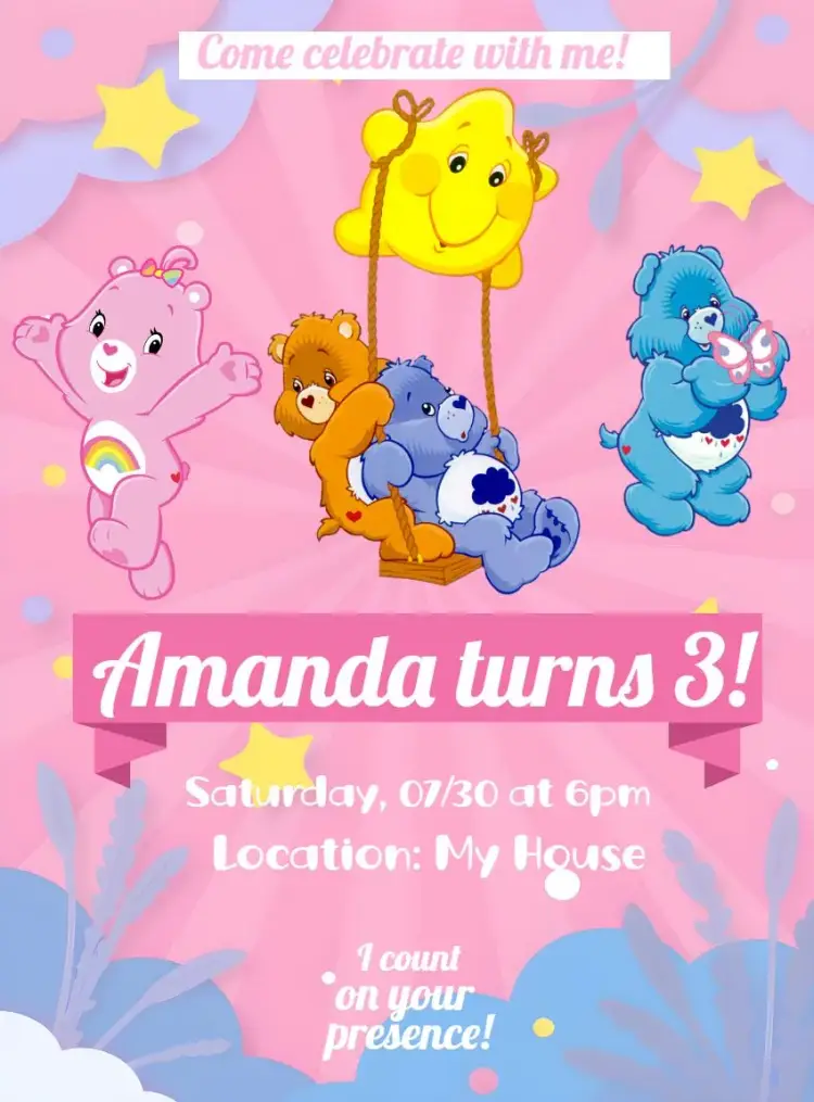Care Bears Make invitation