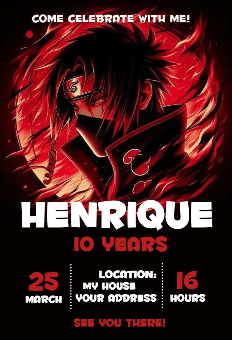 Itachi Uchiha 2 invitation
