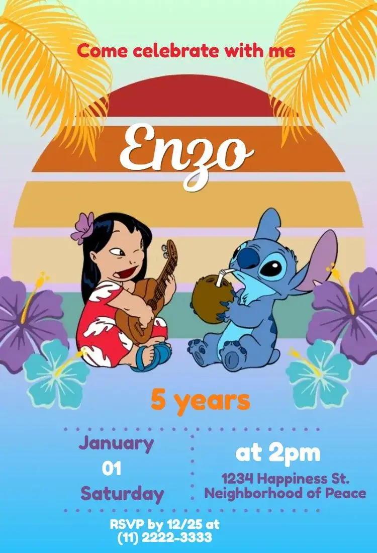 Lilo and Stitch Sunset invitation