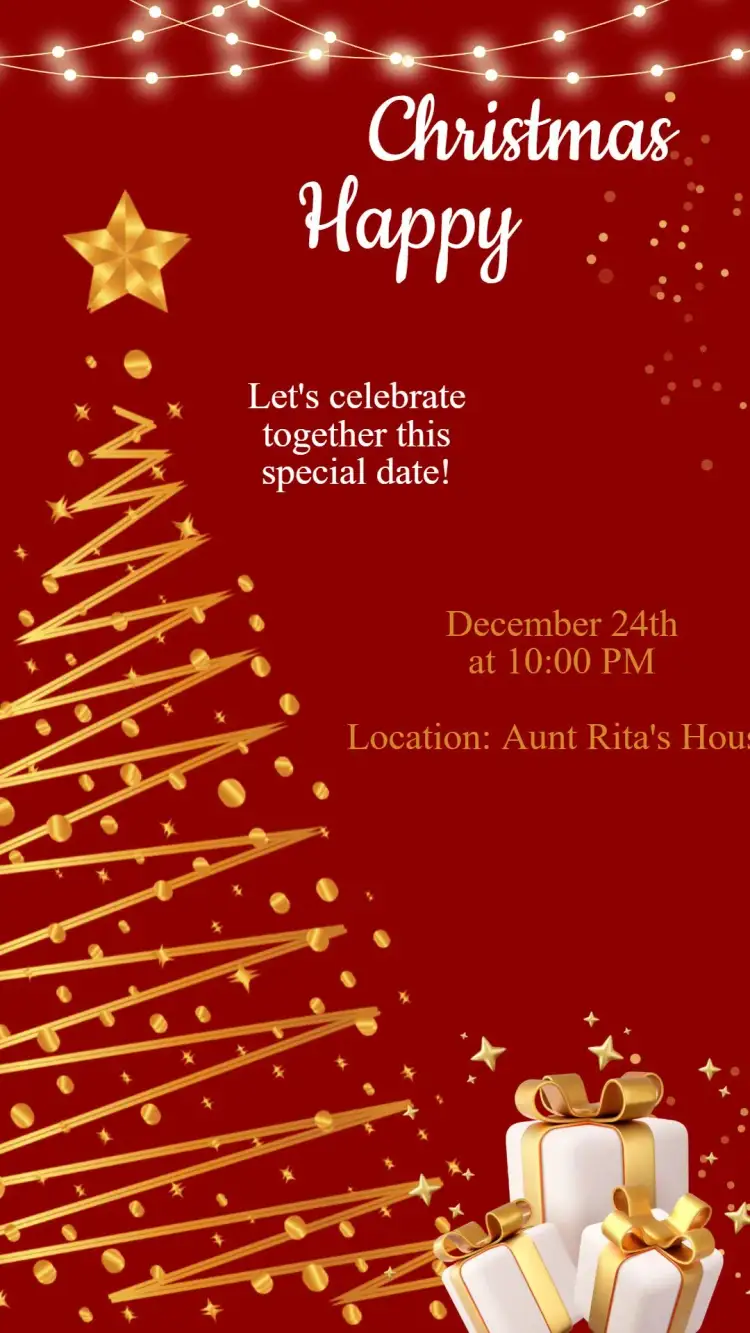Invitation Christmas Party Birthday Invitation – Commemorative Dates theme festive, colorful, Christmas-themed, sparkle, traditional, enchanted