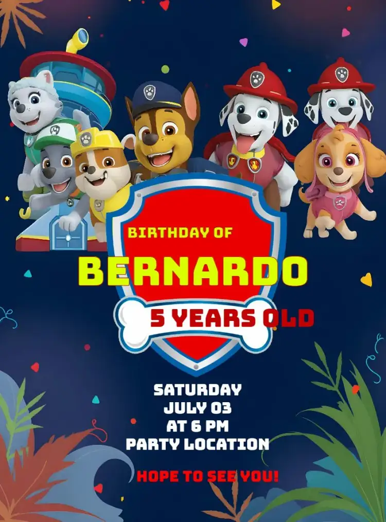 Invitation Paw Patrol Skye – Kids' Birthday Party theme fun, colorful, childish, modern, themed, lively