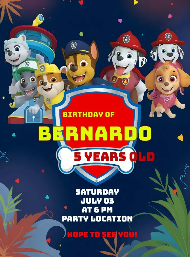 Paw Patrol Skye invitation