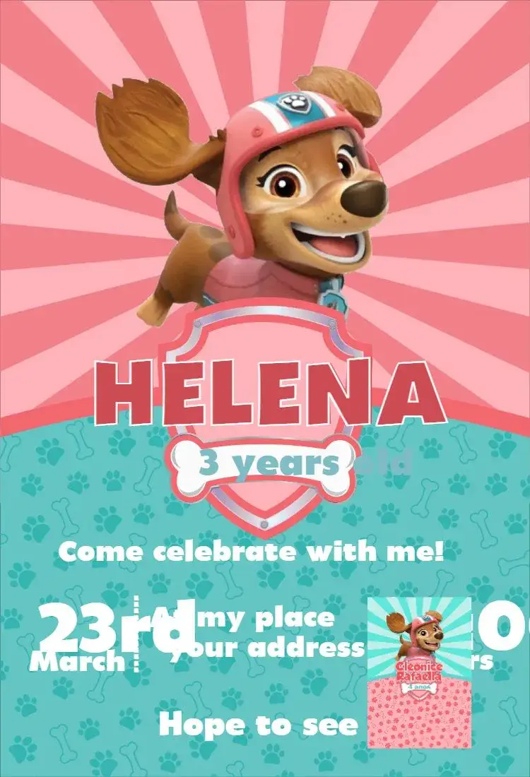 Invite Paw Patrol 8 editable and customizable