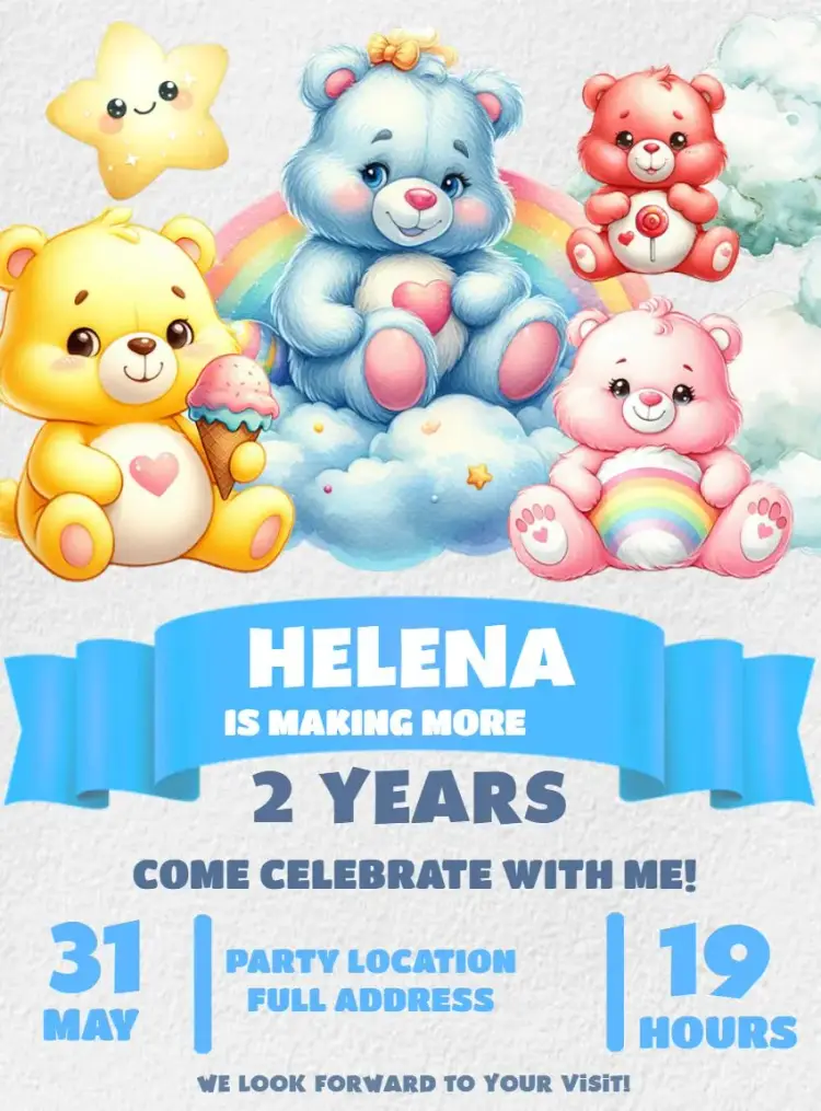 Care Bears Plush Toys invitation