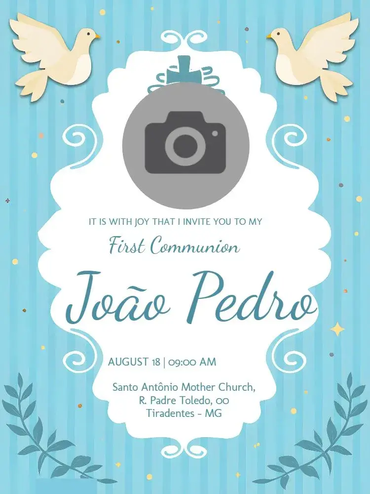 First Communion With Angel Photo invitation