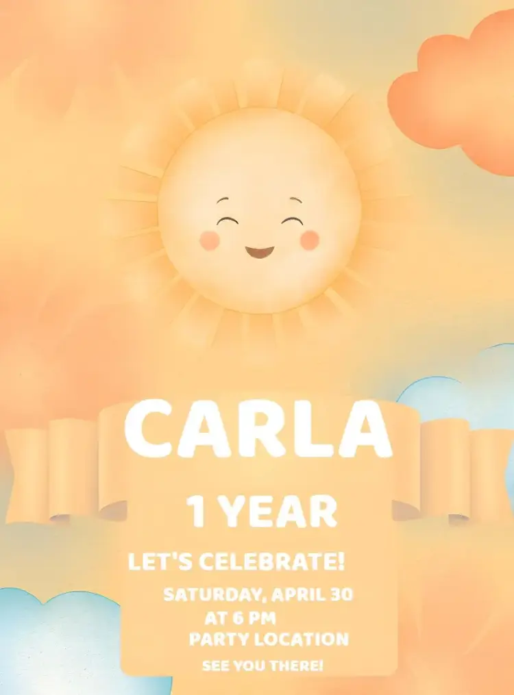 First Turn Around the Sun Ray invitation