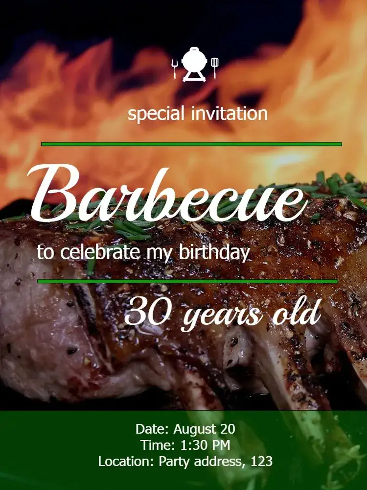 Invitation BBQ Lunch – Most searched for theme vibrant, modern, relaxed, summer, rustic