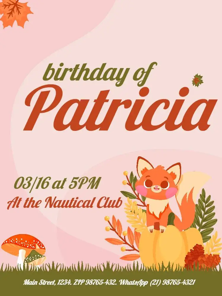 Pink Little Fox Child invitation