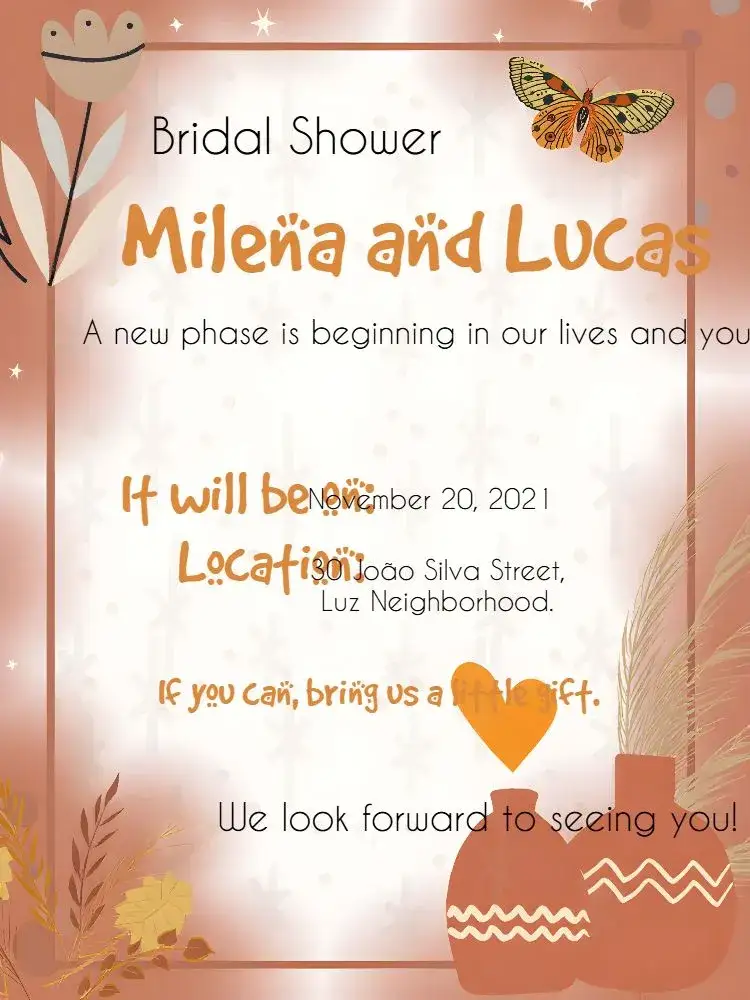 Invitation Boho Butterfly Bridal Shower – Bridal Shower theme boho, floral, neutro, natural, delicado