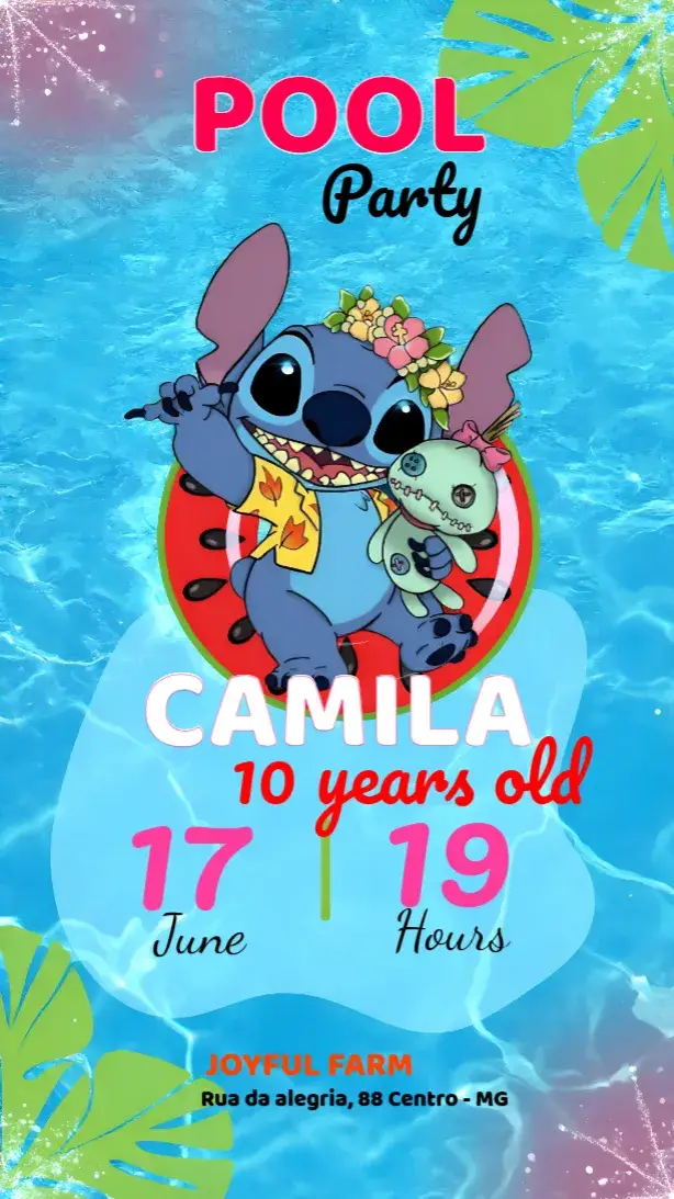 Stitch Kids' Pool Party invitation