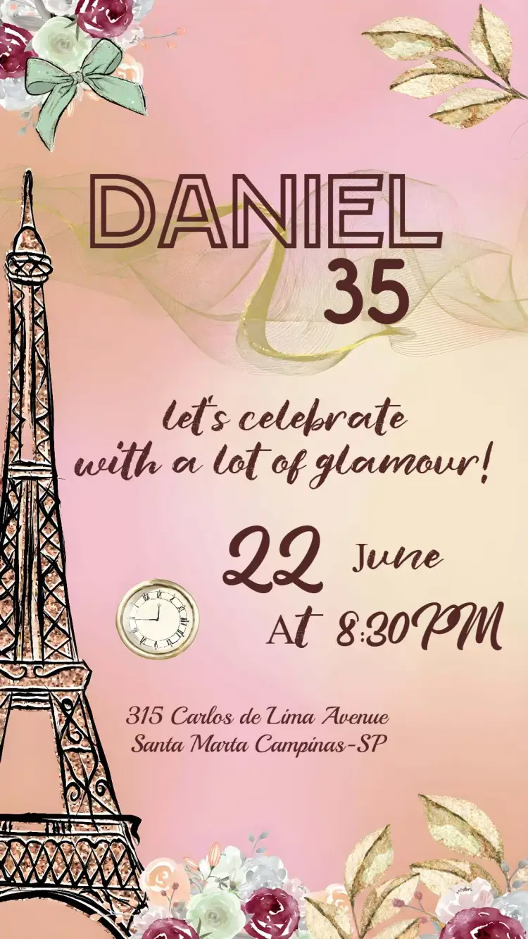 Invite Paris Adult editable and customizable