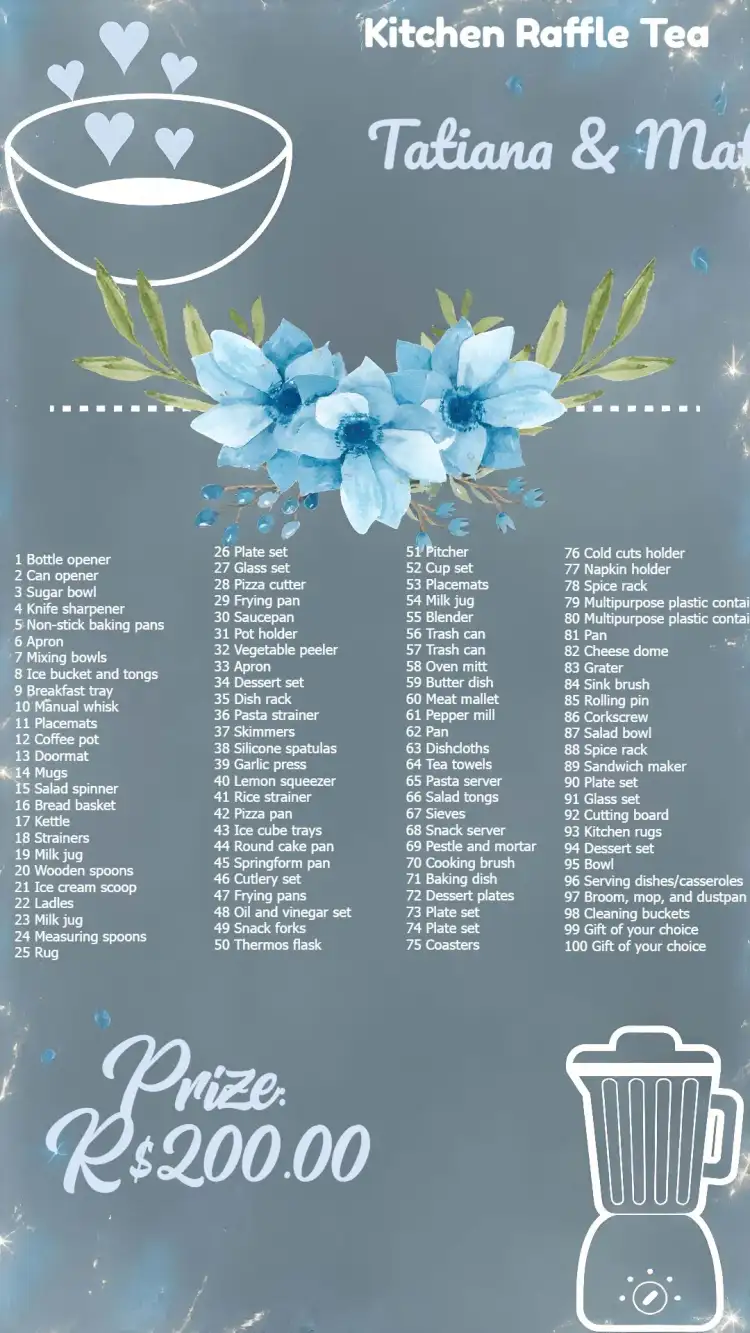 Floral Chalkboard Kitchen Raffle Tea Green