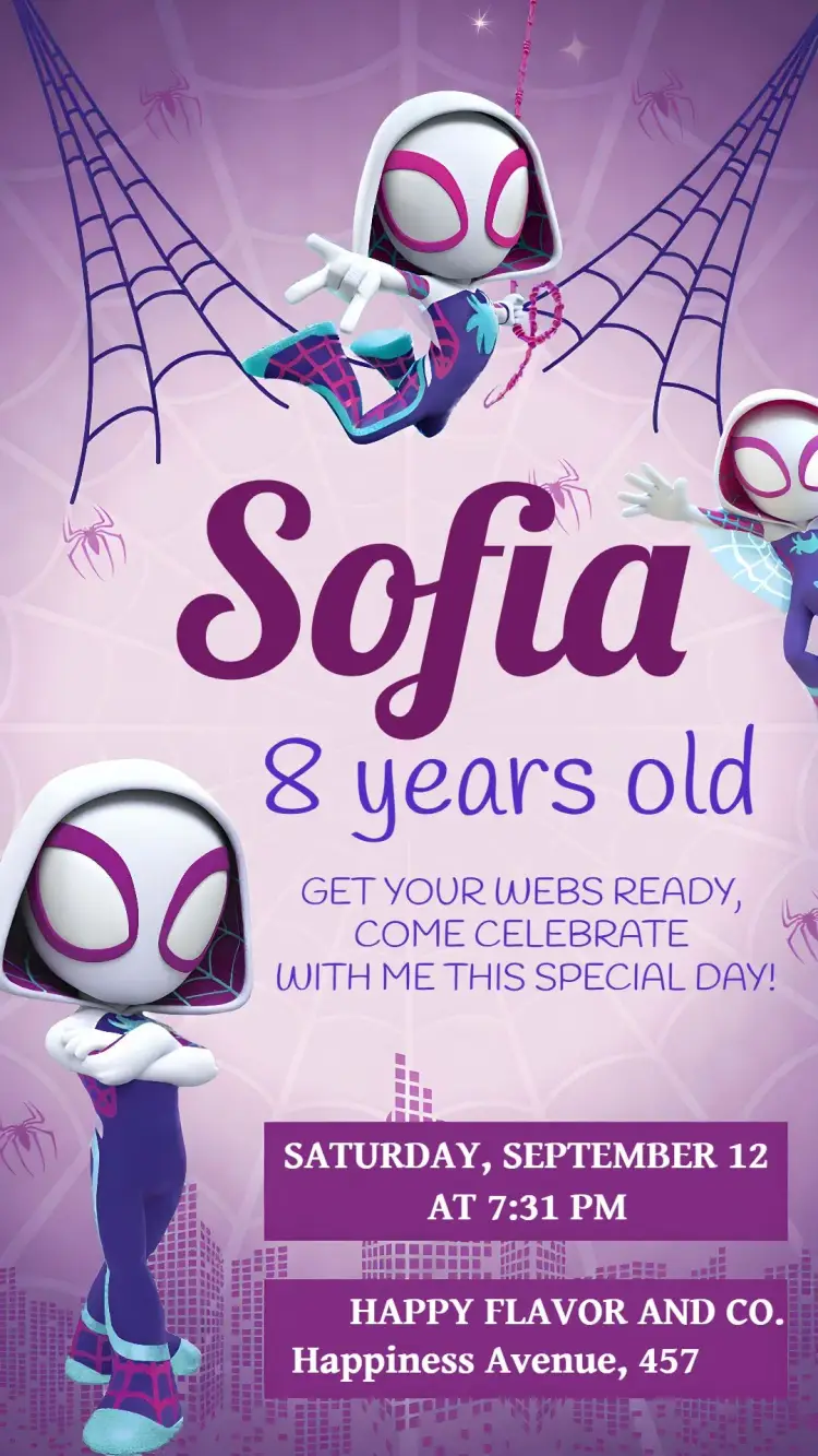 Gwen Spidey Spectacular Friends invitation