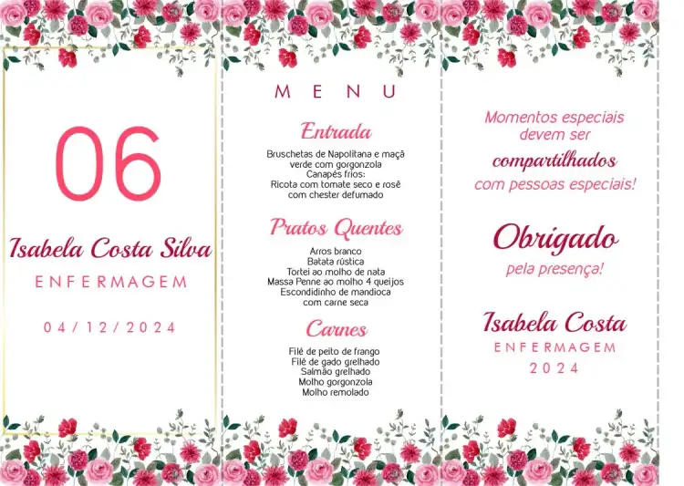 Menu Triangle Floral Graduation Totem