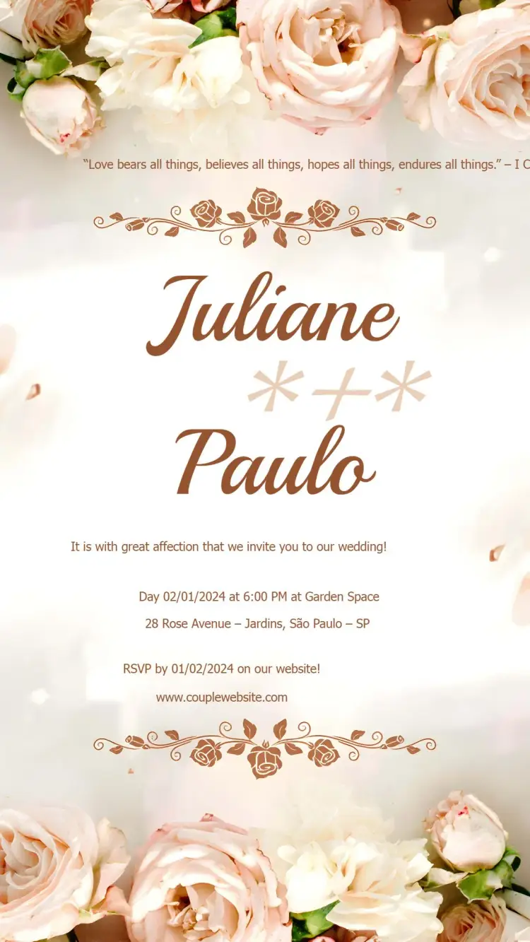 Floral Beige Wedding Invitation