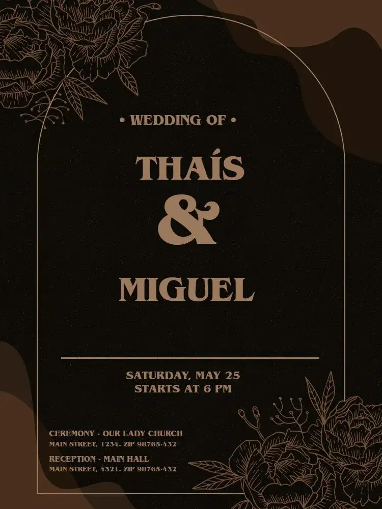 Invitation Chic Dark Gold Husband Wedding – Wedding theme golden, dark, floral, elegant, modern