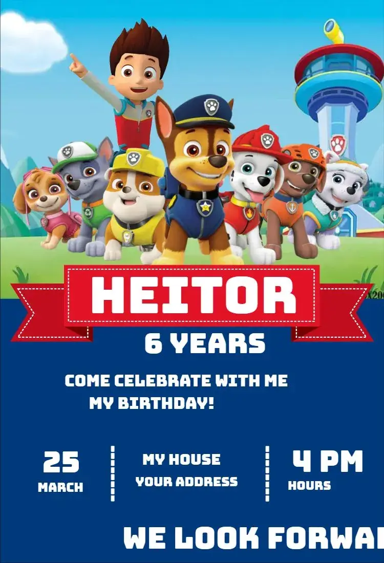 Paw Patrol Lighthouse Crew Invitation