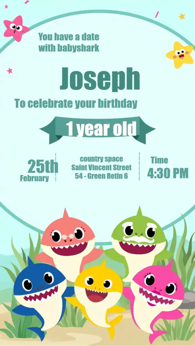 Baby Shark Sea invitation