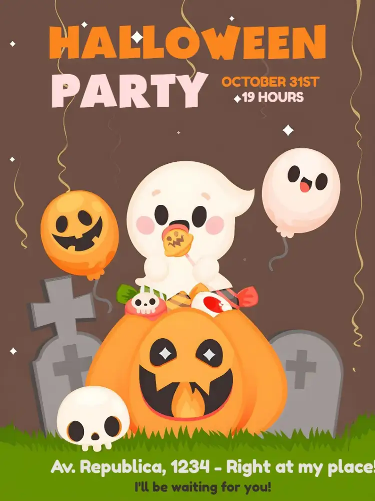 Invitation Pink Halloween – Commemorative Dates theme pink, black, white, orange, fun, modern