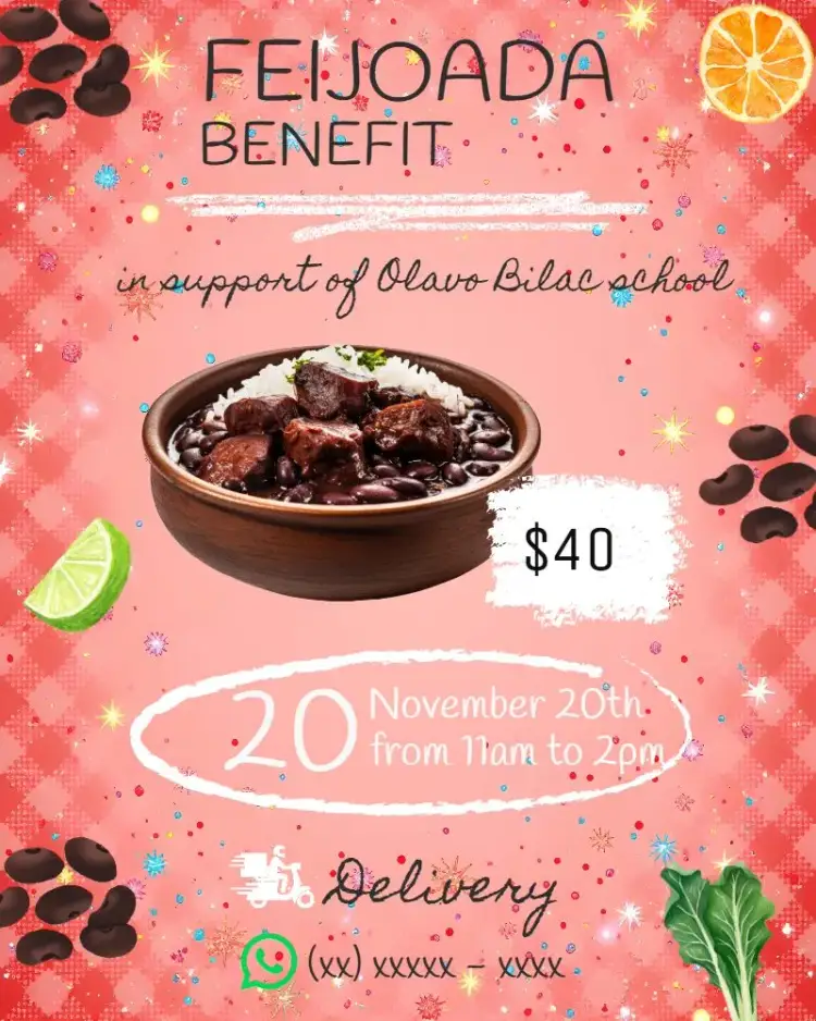 Invitation Art For Beneficent Action Feijoada – Most searched for theme colorful, tropical, traditional, vintage, festive, brazilian