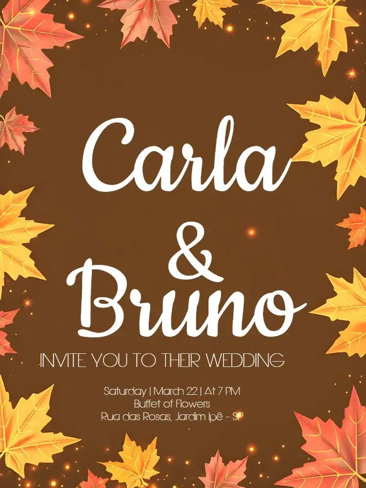 Invitation Autumn Fall Wedding – Wedding theme fall, rustic, elegant, modern, black and orange, minimalist