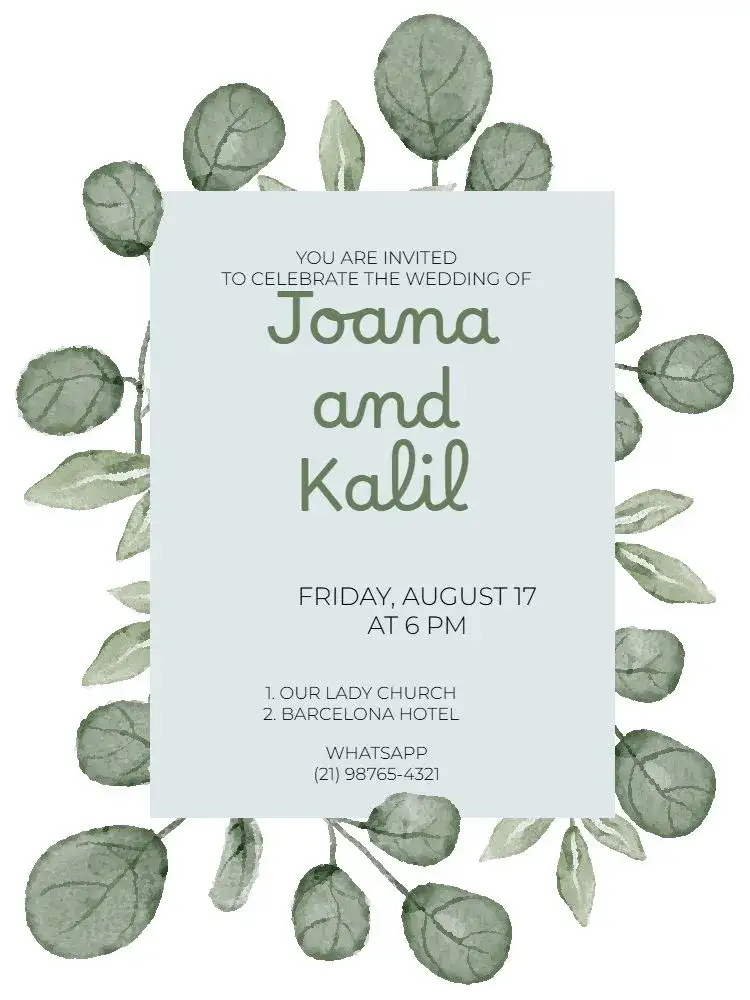 Invitation Botanical Wedding / Foliage Celebration – Wedding theme botanical, delicate, green, minimalist, elegant, rustic