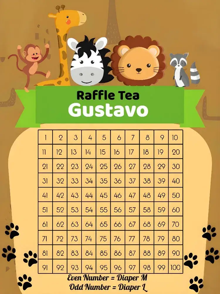 Invitation Safari Raffle Tea Party – Raffle Tea theme jungle, animals, colorful, fun, tropical, modern