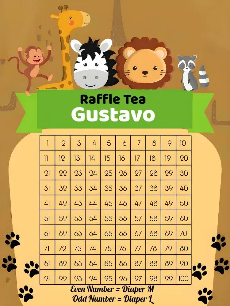 Safari Raffle Tea Party invitation