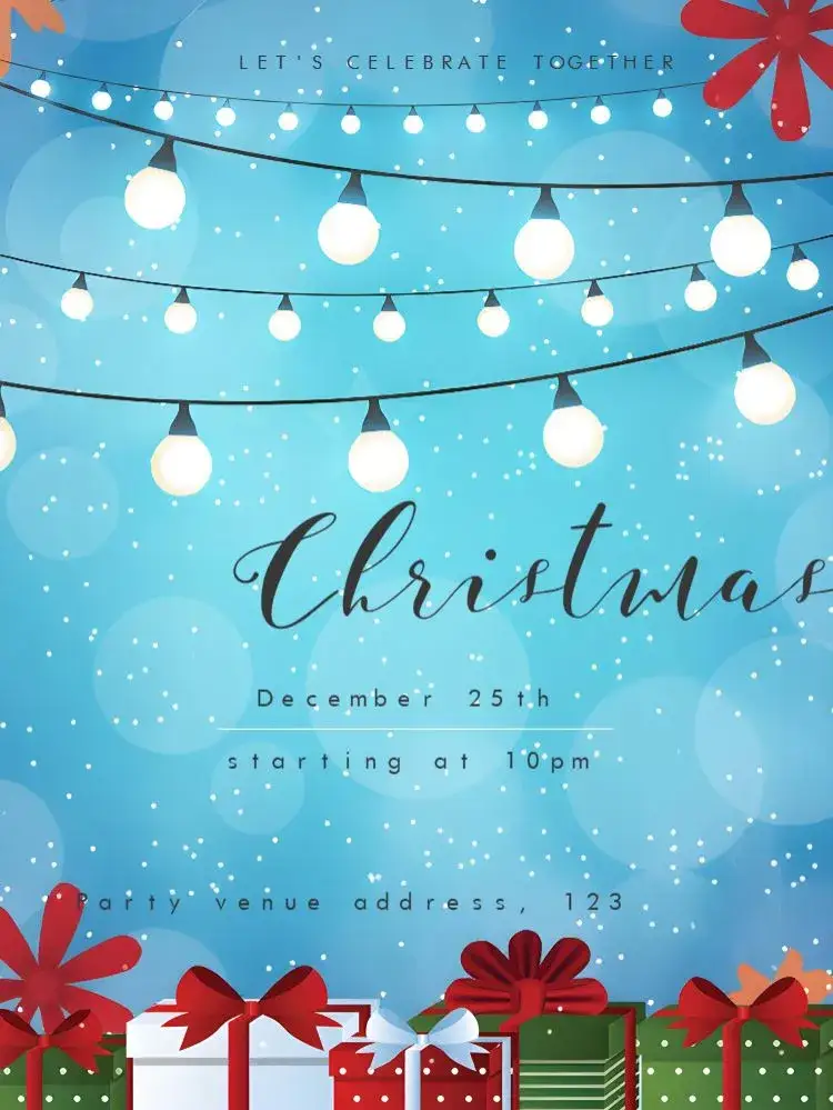 Invitation Family Christmas – Commemorative Dates theme red and green, golden, Christmas illustrations, minimalist, vintage, modern