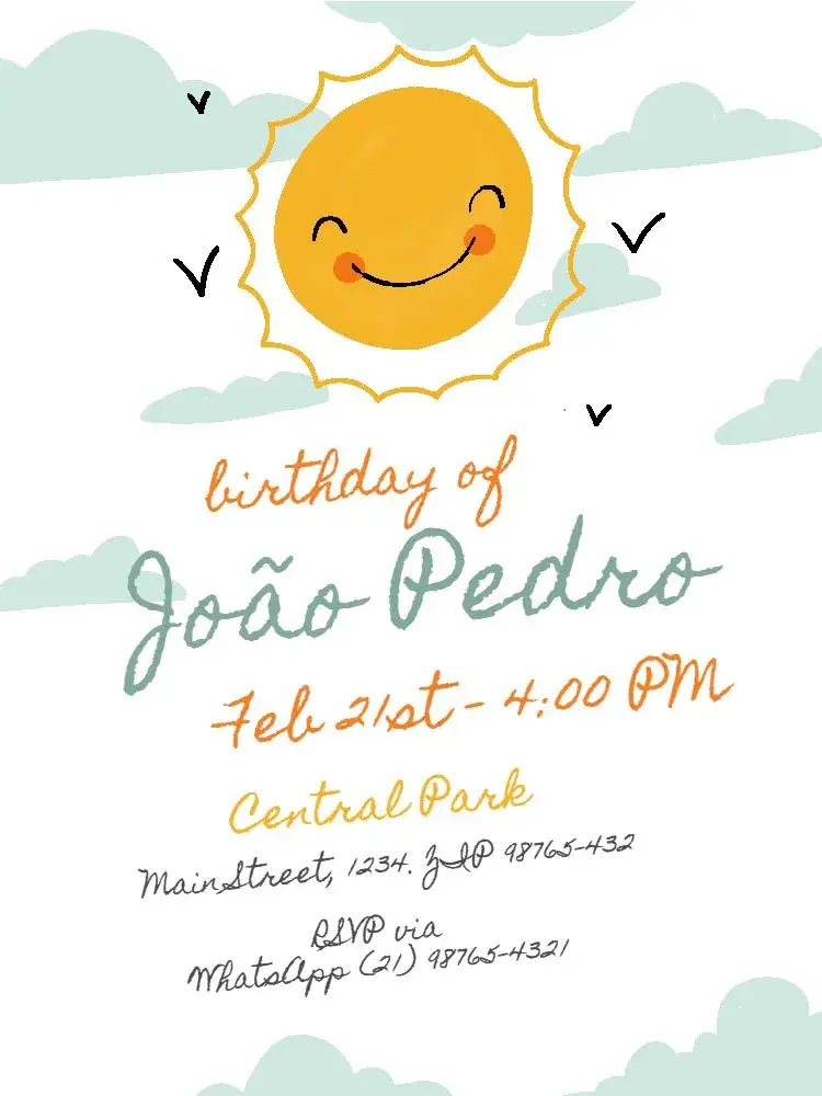 Green Sunshine Boy invitation