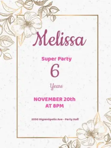 Floral Girl Flowers invitation