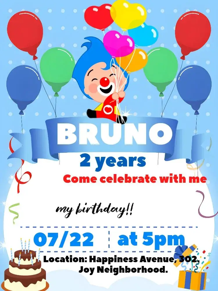 Plim A Hero Of The Colorful Heart invitation