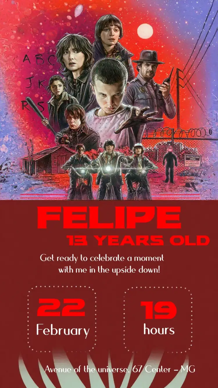 Invitation Stranger Things Red – Most searched for theme red, black, modern, themed, youthful, fun