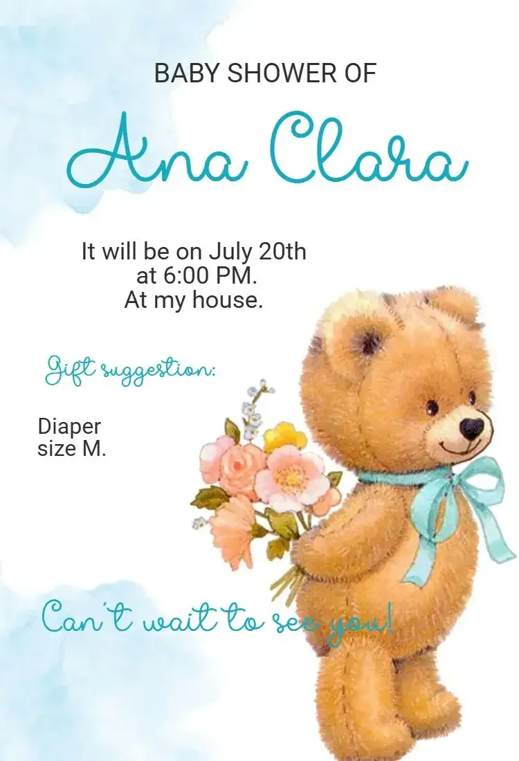 Baby Shower Teddy Bear Invitation