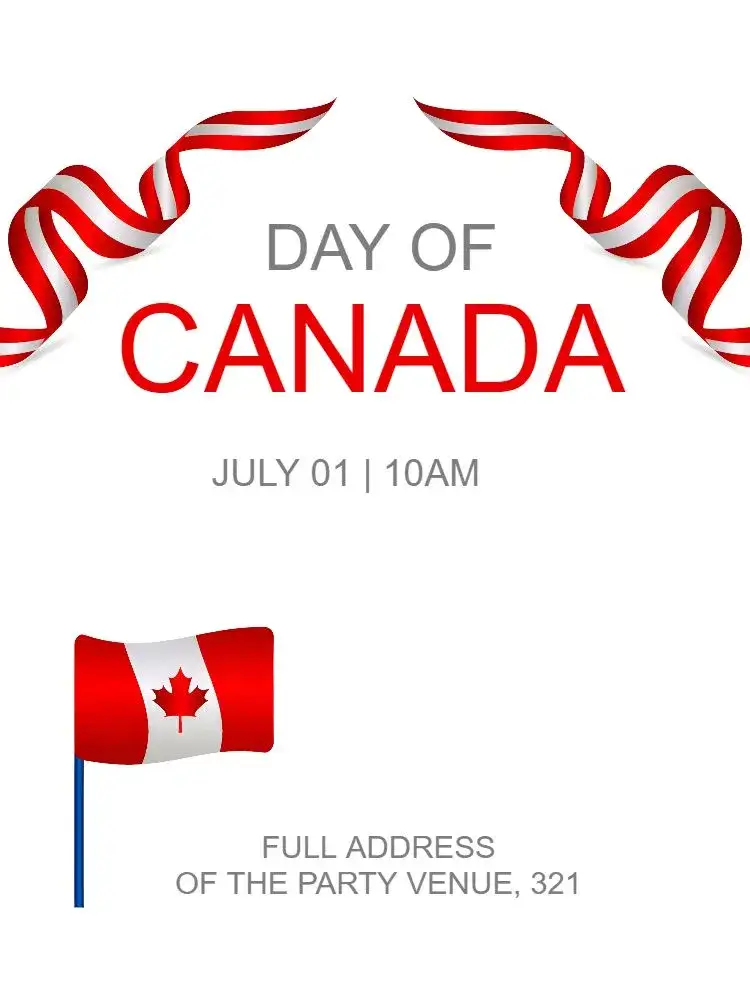 Invitation Canada Day Festival – Commemorative Dates theme vibrant, Canadian, modern, colorful, festive