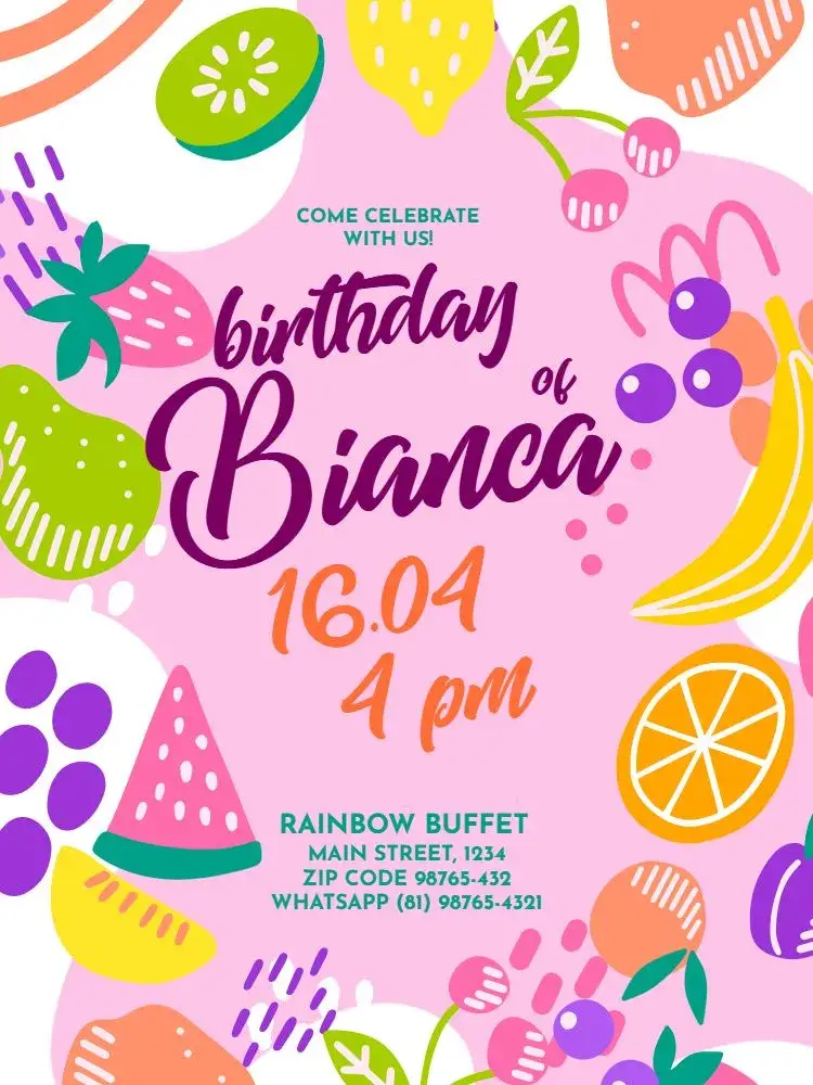 Light Pink Fruit Children's invitation