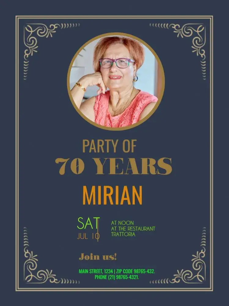 70 Years With Classic Photo invitation