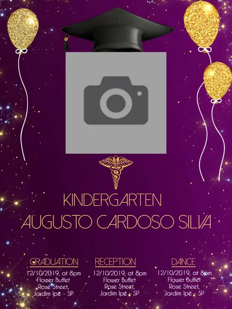 Invitation Pedagogy Graduation With Purple Photo – Graduation theme purple, golden, glittery, modern, elegant, educational