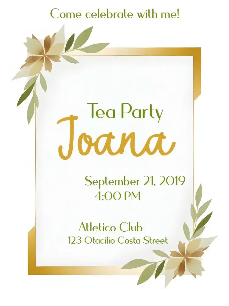 Invitation Green Bridal Shower – Bridal Shower theme floral, green, golden, modern, elegant, minimalist