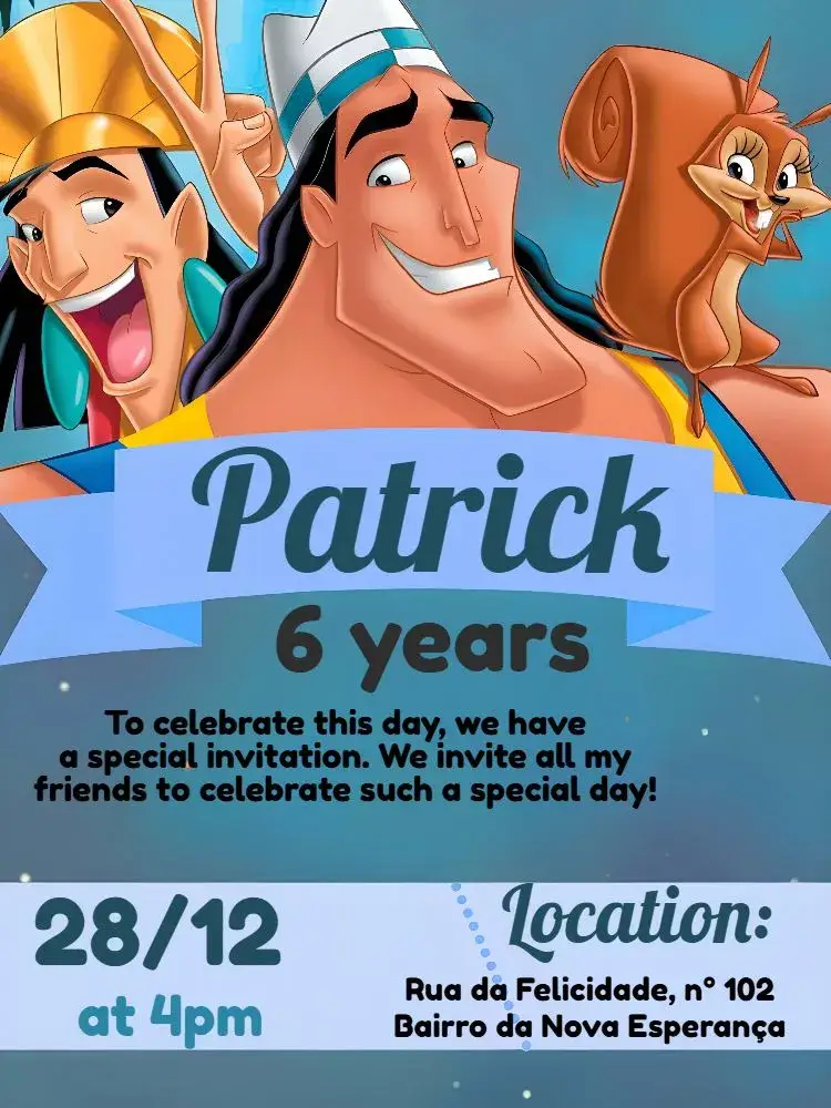 The New Wave of Emperor Kronk Squirrel invitation