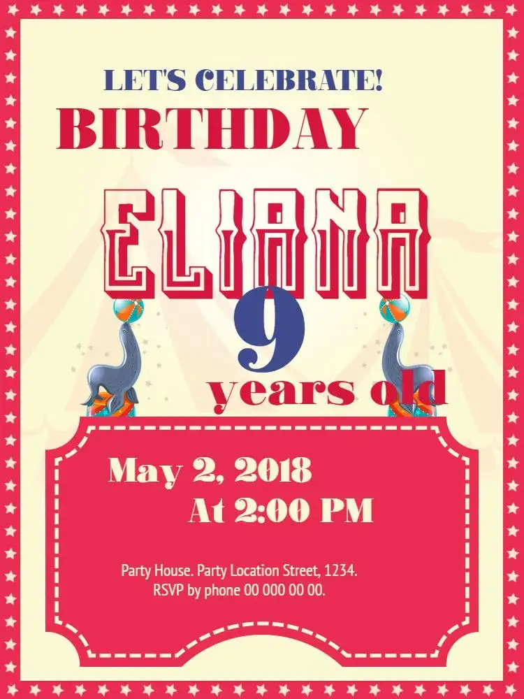 Invitation Circus Balls – Kids' Birthday Party theme colorful, fun, childish, themed, vibrant, cheerful
