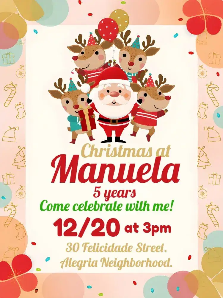 Invitation New Christmas – Commemorative Dates theme red, golden, green, festive, modern, cheerful