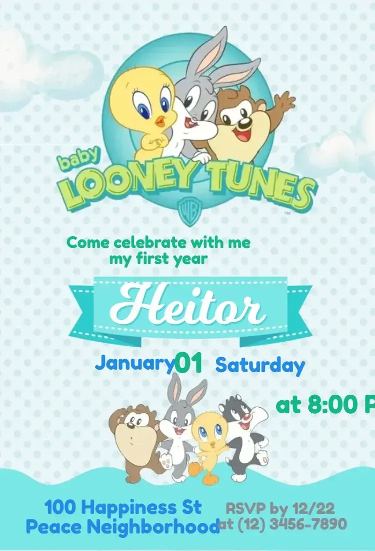Looney Tunes Baby Bolinhas invitation