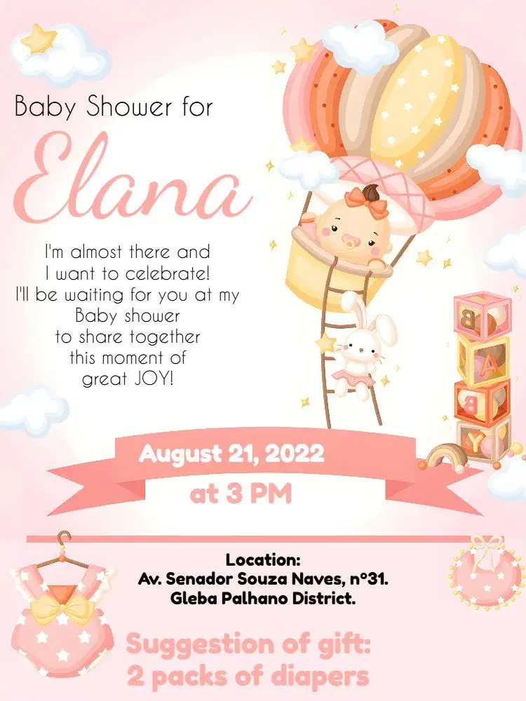 Diaper Shower Girl Balloon Balloon invitation