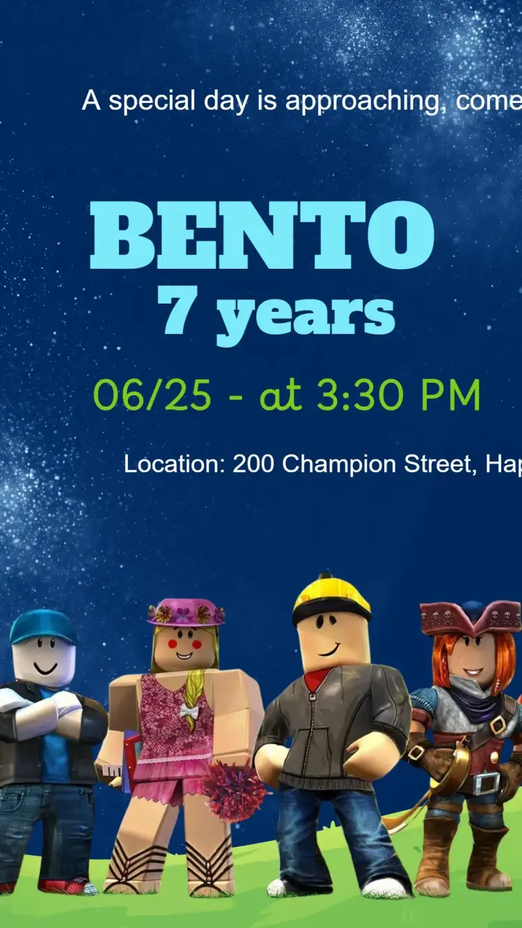 Invitation Roblox Digital Invitation – Kids' Birthday Party theme blue, games, fun, adventure, colorful